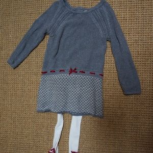 Girls size 2-3yrs MAX Studio Baby Knit Grey Dress and Bow Stockings